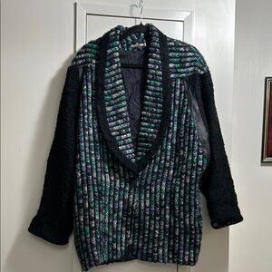 Paris Anna Striped Knit Cardigan with Black Sleeves